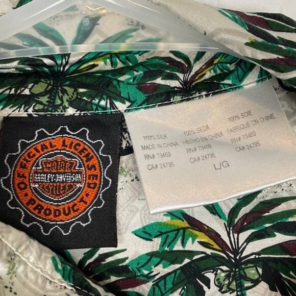 Harley Davidson Vintage Silk Hawaiian Short Sleeve Button Down Shirt Large - Picture 4 of 4